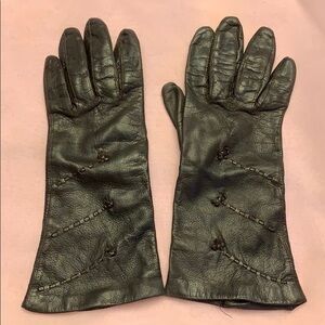 Vintage Black Leather Italian Driving Gloves